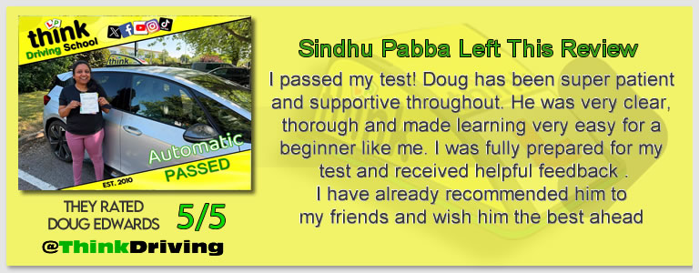 Passed with think driving school June 2026 and left this 5 star review