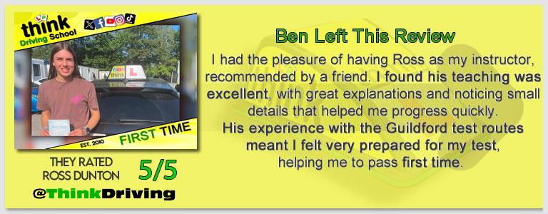 Passed with think driving school June 2026 and left this 5 star review