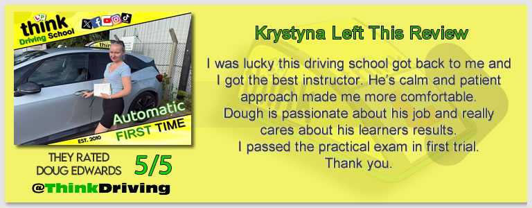 Passed with think driving school June 2026 and left this 5 star review
