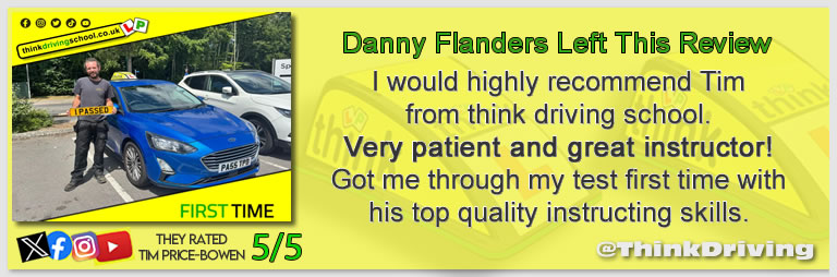 Becca left this awesome review of tim price-bowen at think driving school after passing in July 2025