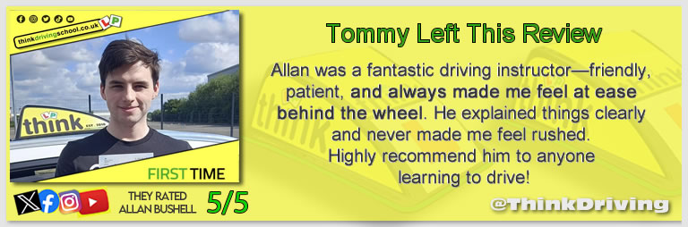 Driving School Godalming Passed with think driving school June 2025 and left this 5 star review