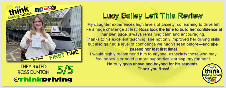 Passed with think driving school March 2026 and left this 5 star review