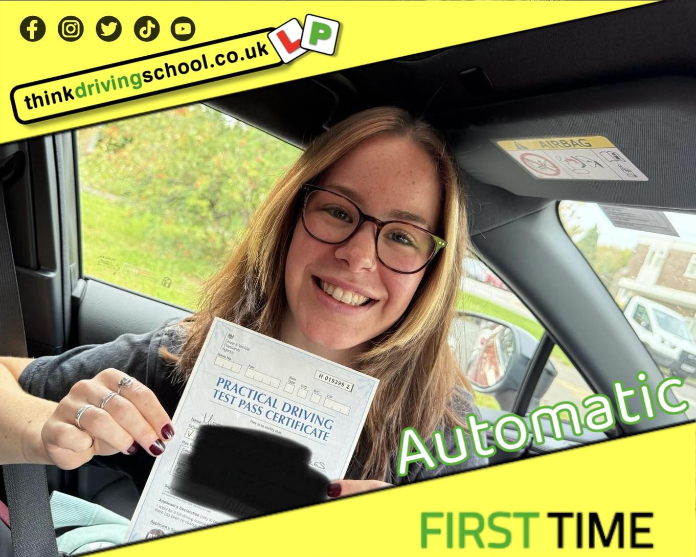 Passed with think driving school October 2025 and left this 5 star review
