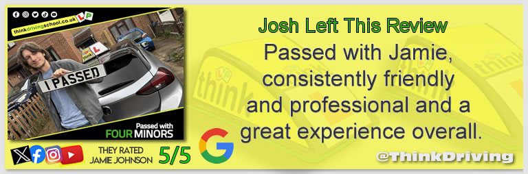 Driving School Godalming Passed with think driving school September 2025 and left this 5 star review