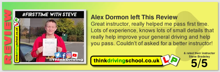 5 Star review of think Driving School Passed with think driving school in October 2018 and left this 5 star review