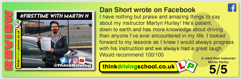 Passed with think driving school in January 2019 and left this 5 star review