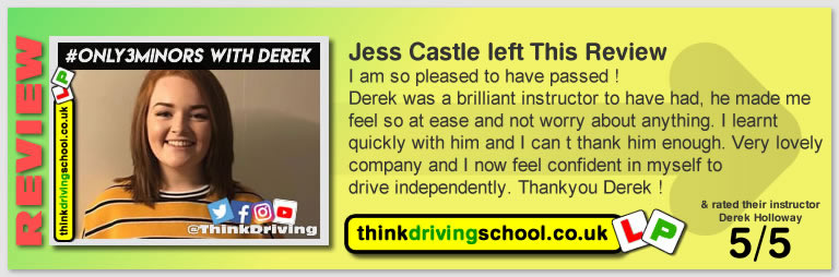 Passed with think driving school in January 2019 and left this 5 star review