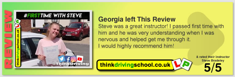Passed with think driving school in July 2019 and left this 5 star review