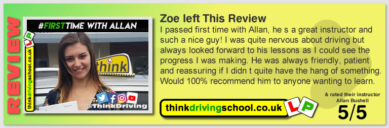 Harry Parsonage Wrote this awesome review of allan bushell driving instructor from Sandhurst & Camberley
