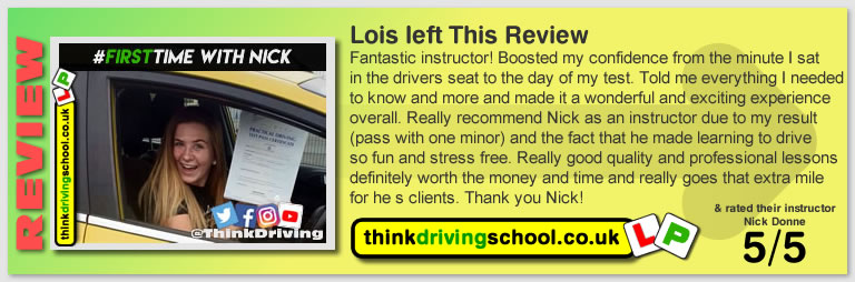 Passed with think driving school in July 2019 and left this 5 star review