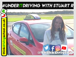 Happy under 17 learner after their 2 hour sessions at dunsfold park with think driving school .