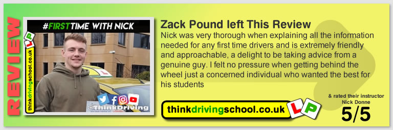 Passed with think driving school in November 2019 and left this 5 star review