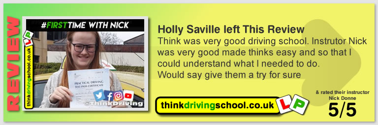 Passed with think driving school in December 2019 and left this 5 star review