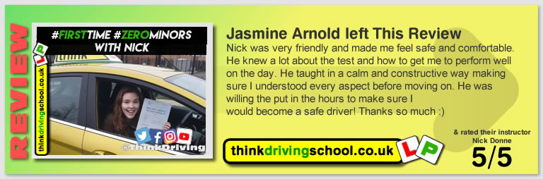passed with think driving school with ZERO minors