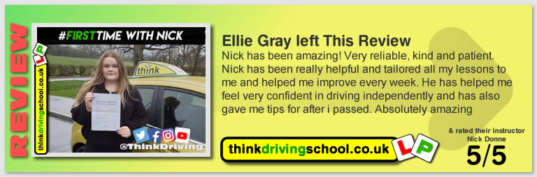 Passed with think driving school in February 2020 and left this 5 star review