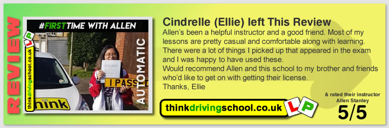 Passed with think driving school in March 2020 and left this 5 star review