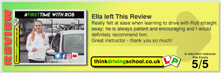 Passed with think driving school December 2020 and left this 5 star review