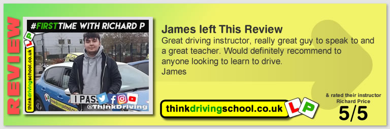 Passed with think driving school December 2020 and left this 5 star review