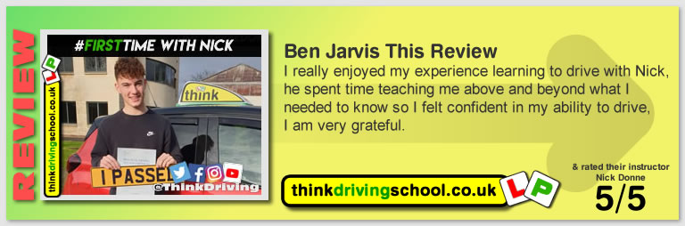 Passed with think driving school December 2020 and left this 5 star review