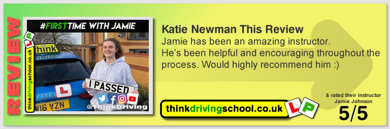 Passed with think driving school December 2020 and left this 5 star review