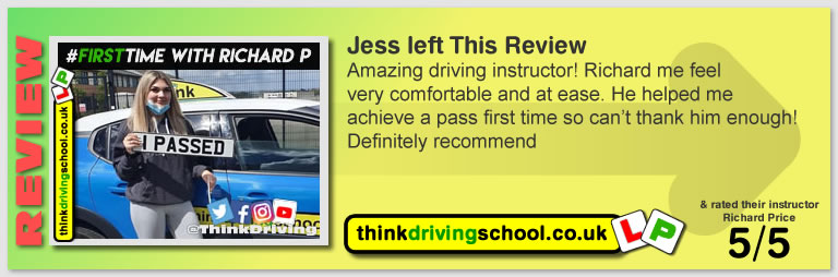 Passed with think driving school April 2021 and left this 5 star review