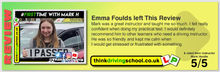 Passed with think driving school June 2021 and left this 5 star review