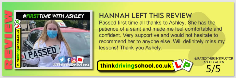 Passed with think driving school June 2021 and left this 5 star review