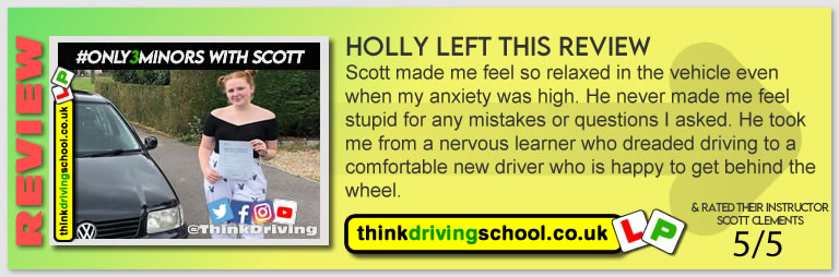 Passed with think driving school June 2021 and left this 5 star review