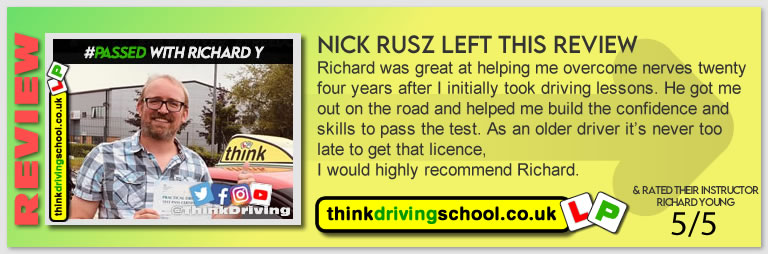 Passed with think driving school July 2021 and left this 5 star review