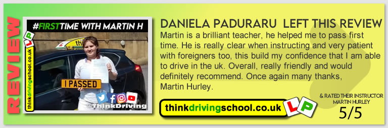 Passed with think driving school August 2021 and left this 5 star review