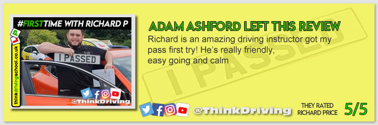 Passed with think driving school September 2021 and left this 5 star review