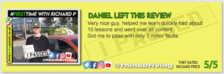 Passed with think driving school September 2021 and left this 5 star review