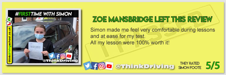 Passed with think driving school September 2021 and left this 5 star review