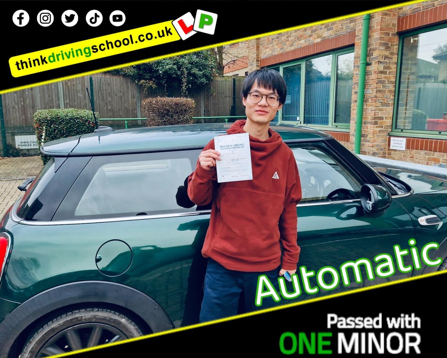 Driving School Hampshire pass Photo Passed with think driving school November 2023 and left this 5 star review