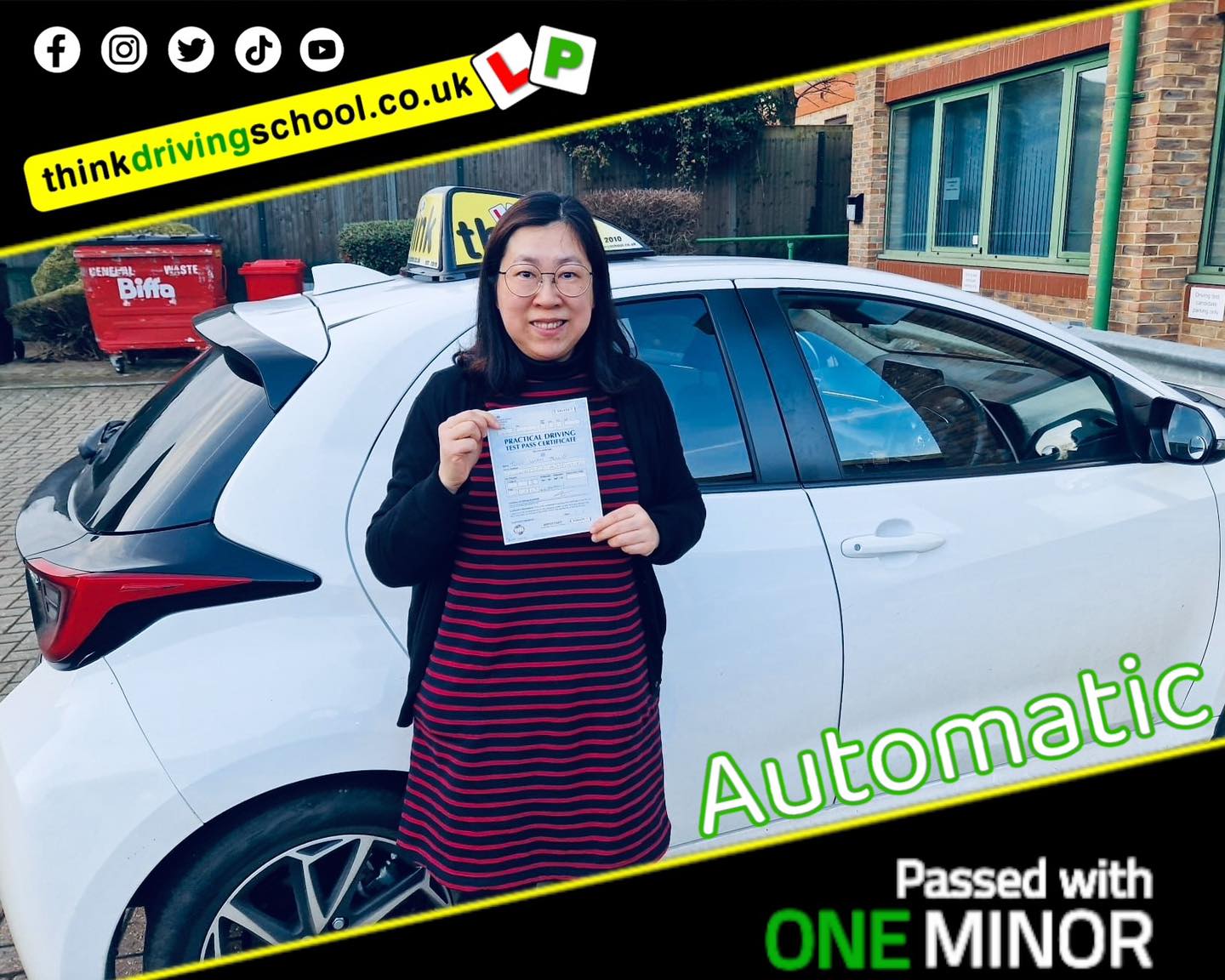 Driving School Hampshire pass Photo Passed with think driving school November 2023 and left this 5 star review