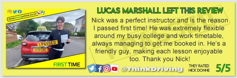 Passed with think driving school April 2022 and left this 5 star review