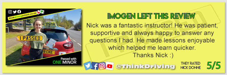 Passed with think driving school April 2022 and left this 5 star review