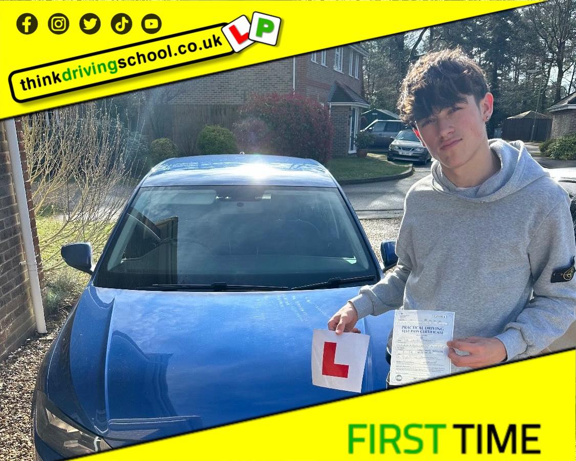 Driving School Hampshire pass Photo Passed with think driving school APRIL 2024 and left this 5 star review