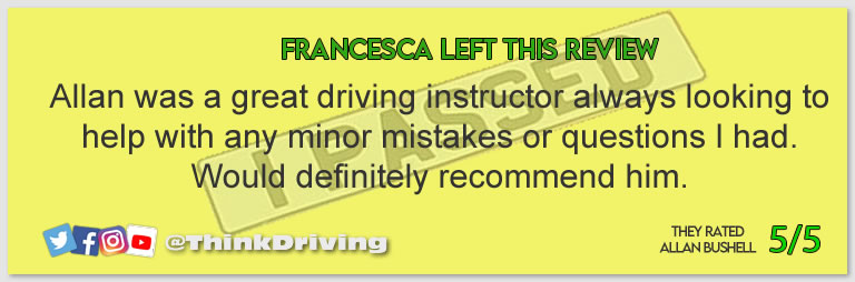 Harry Parsonage Wrote this awesome review of allan bushell driving instructor from Sandhurst & Camberley