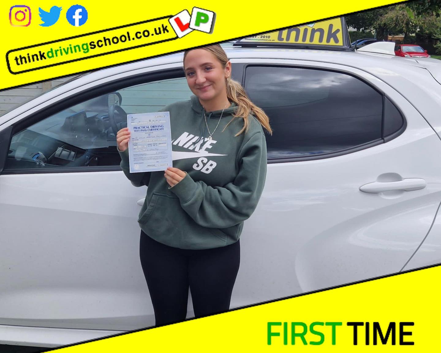Driving School Hampshire pass Photo Passed with think driving school August 2023 and left this 5 star review