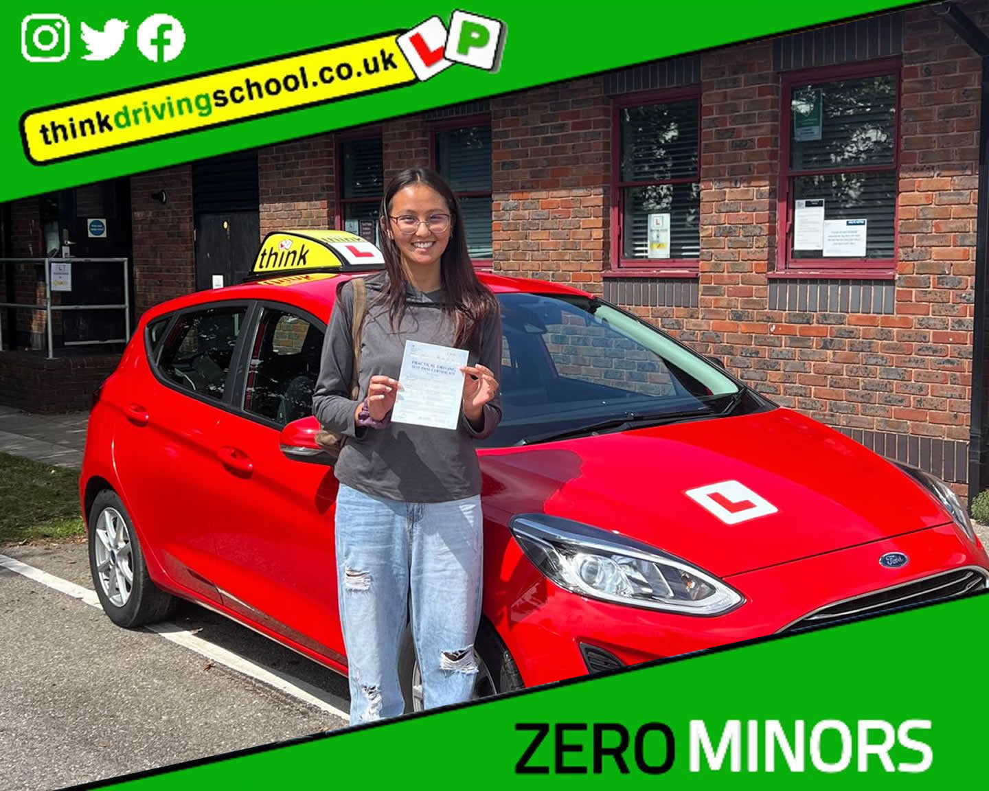 passed with think driving school with ZERO minors