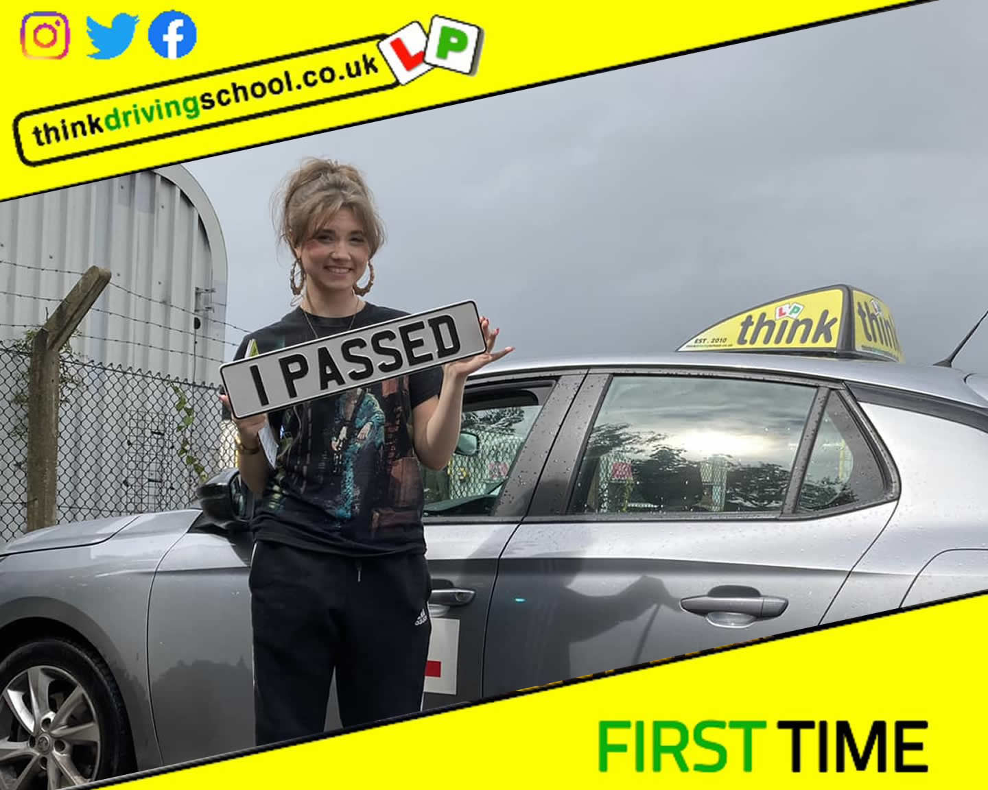Driving School Hampshire pass Photo Passed with think driving school August 2023 and left this 5 star review