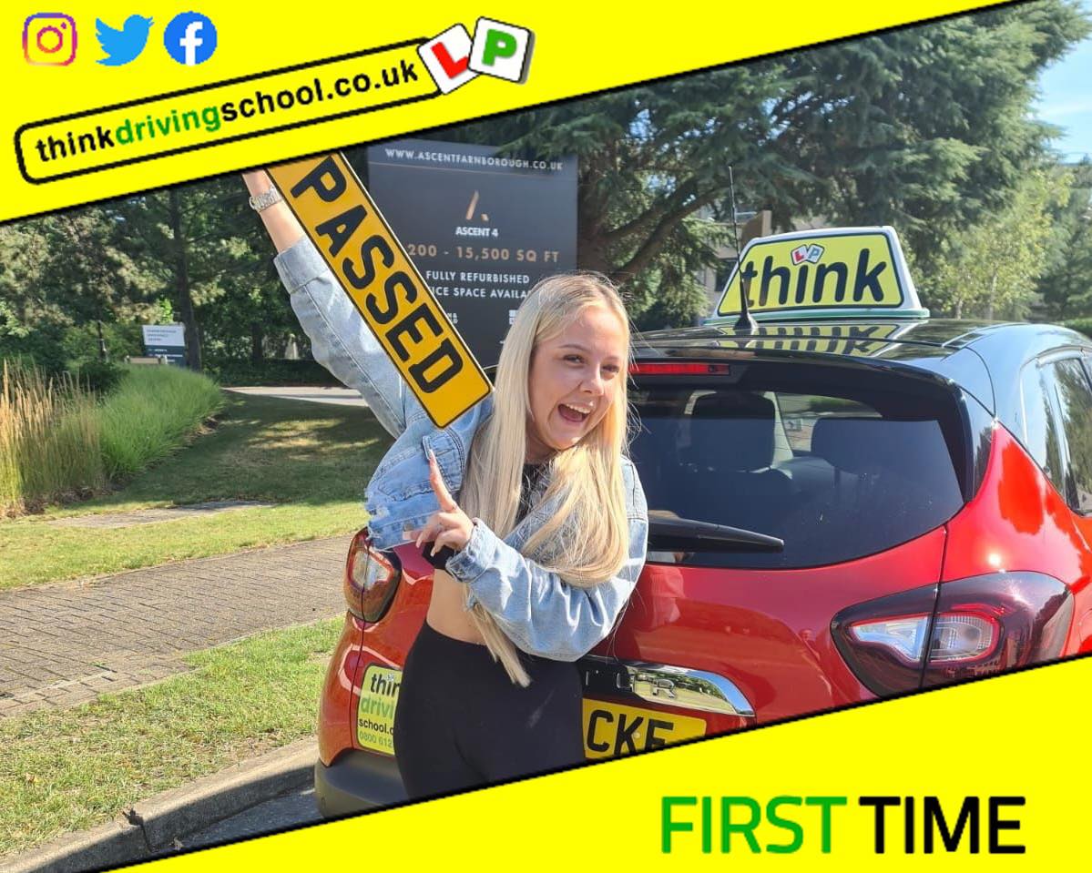 Driving School Hampshire pass Photo Passed with think driving school August 2023 and left this 5 star review