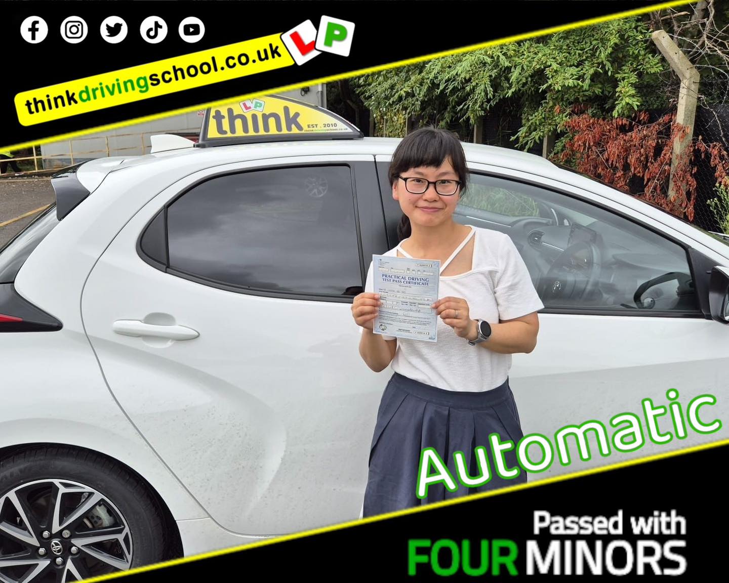 Driving School Hampshire pass Photo Passed with think driving school August 2024 and left this 5 star review