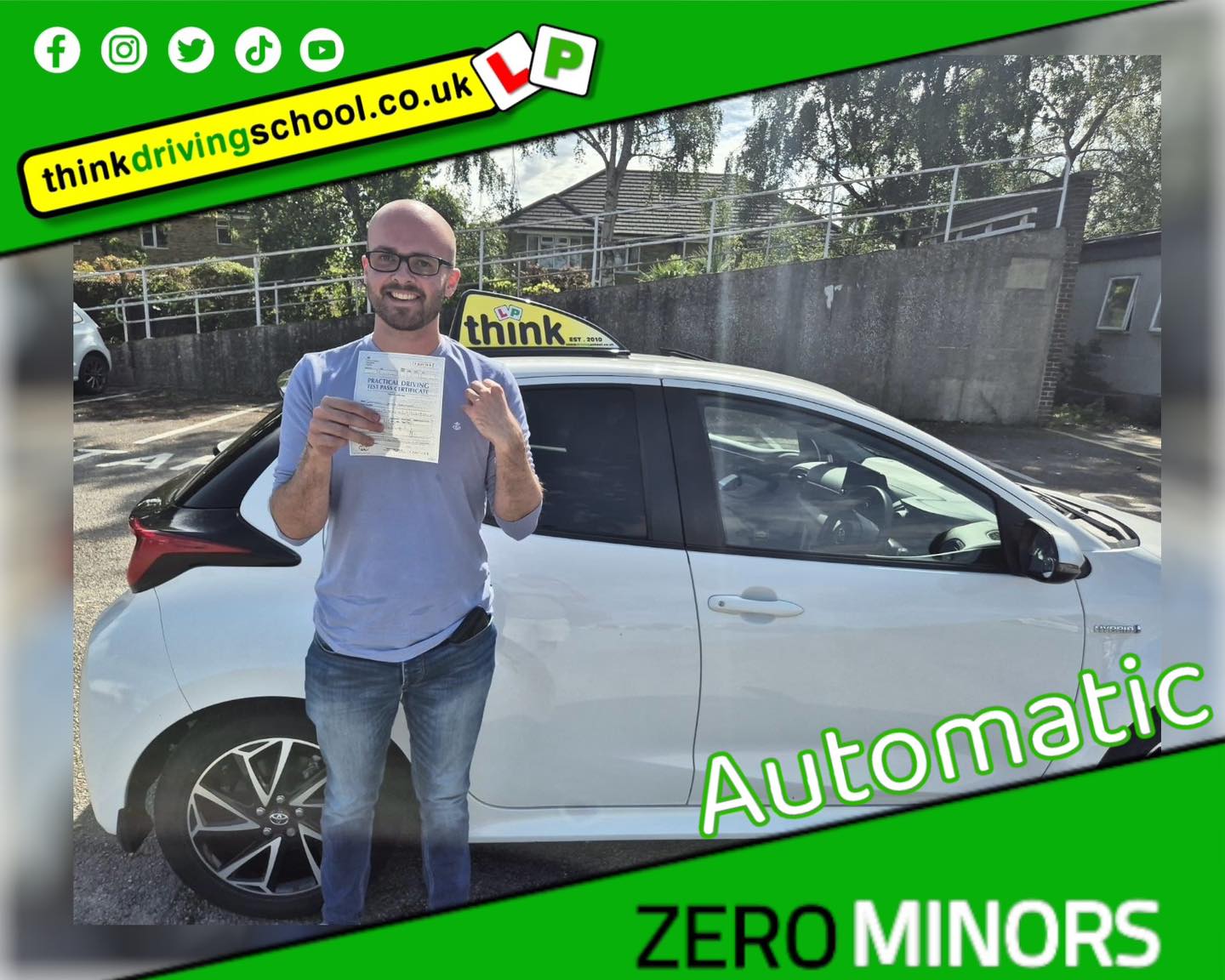 Driving School Hampshire pass Photo Passed with think driving school August 2024 and left this 5 star review