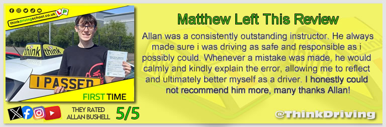 Harry Parsonage Wrote this awesome review of allan bushell driving instructor from Sandhurst & Camberley