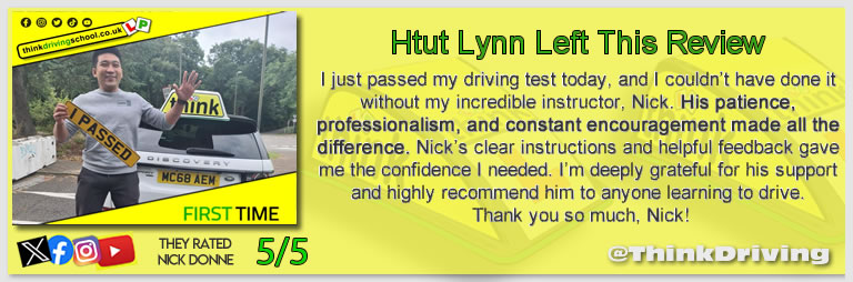 Passed with think driving school August 2024 and left this 5 star review