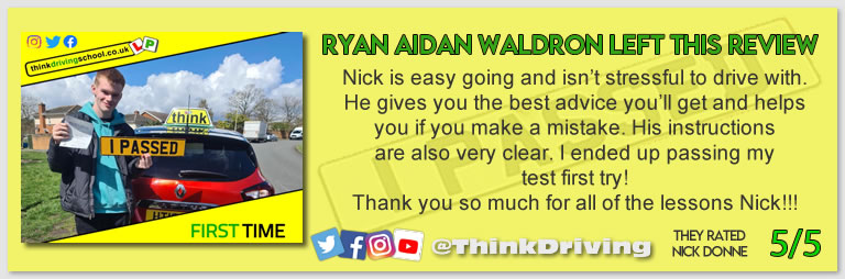 Driving School Hampshire pass Photo Passed with think driving school November 2022 and left this 5 star review