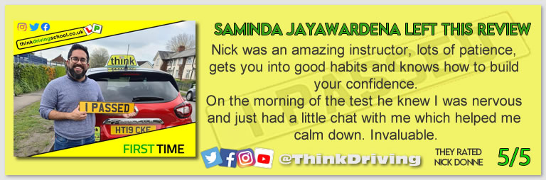 Driving School Hampshire pass Photo Passed with think driving school November 2022 and left this 5 star review
