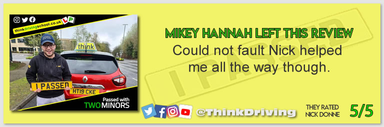 Driving School Hampshire pass Photo Passed with think driving school November 2022 and left this 5 star review